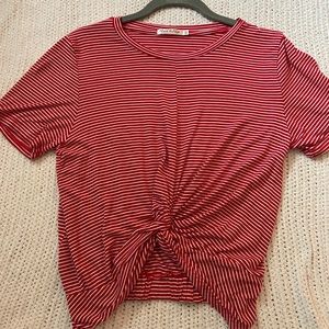 Striped twist front crop top